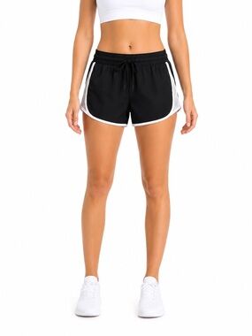 SO Women’s Black Running Athletic Shorts Mesh Trim Built-In Brief XL